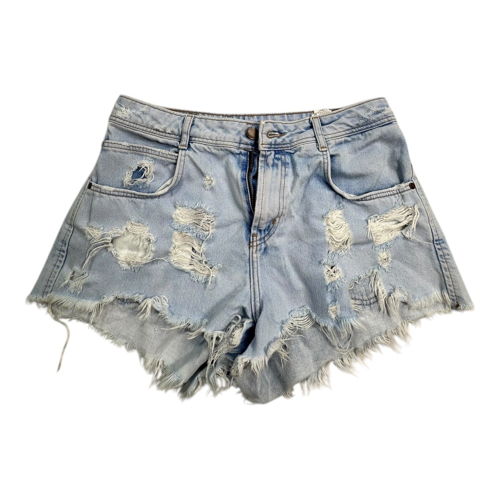ZARA Trafaluc Denim Makers Distressed Ripped Light Cutoff Jean Shorts Womens‎ 26